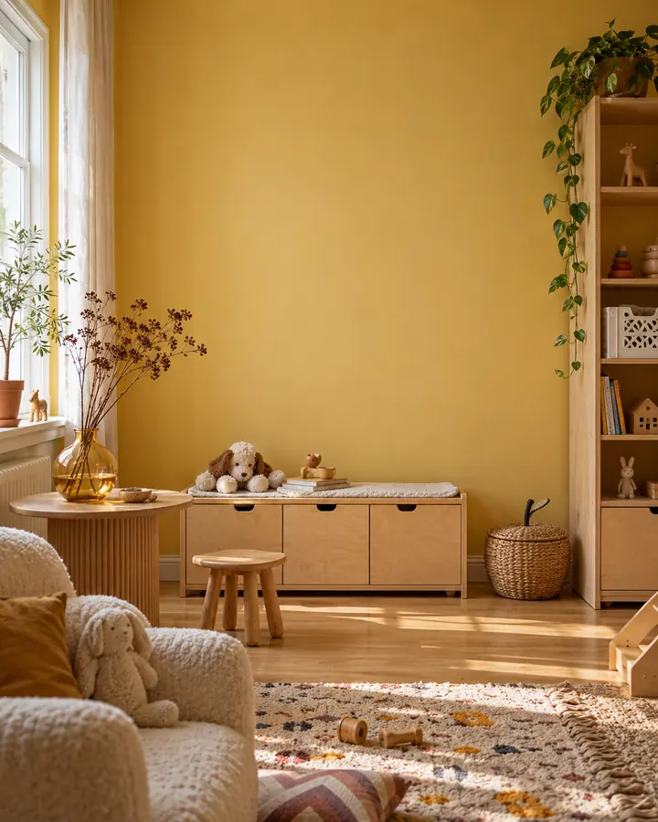 Vista en la habitación: Tamaño real · Acuarela Dreaming · Lino en una habitación infantil