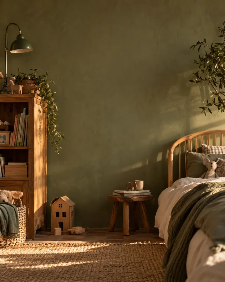 Wohnbeispiel: „Geburtsort · Kleine Welt · Salbei“ im Kinderzimmer
