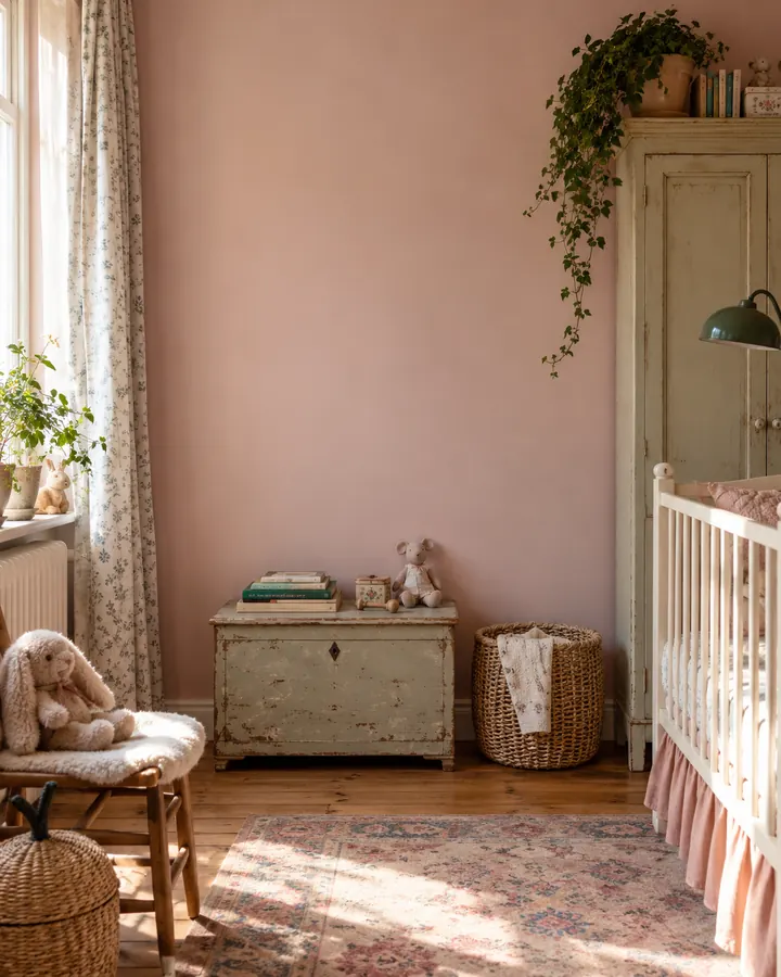 Vista en la habitación: Lugar de nacimiento · lavanda · Círculo de sueños en una habitación infantil
