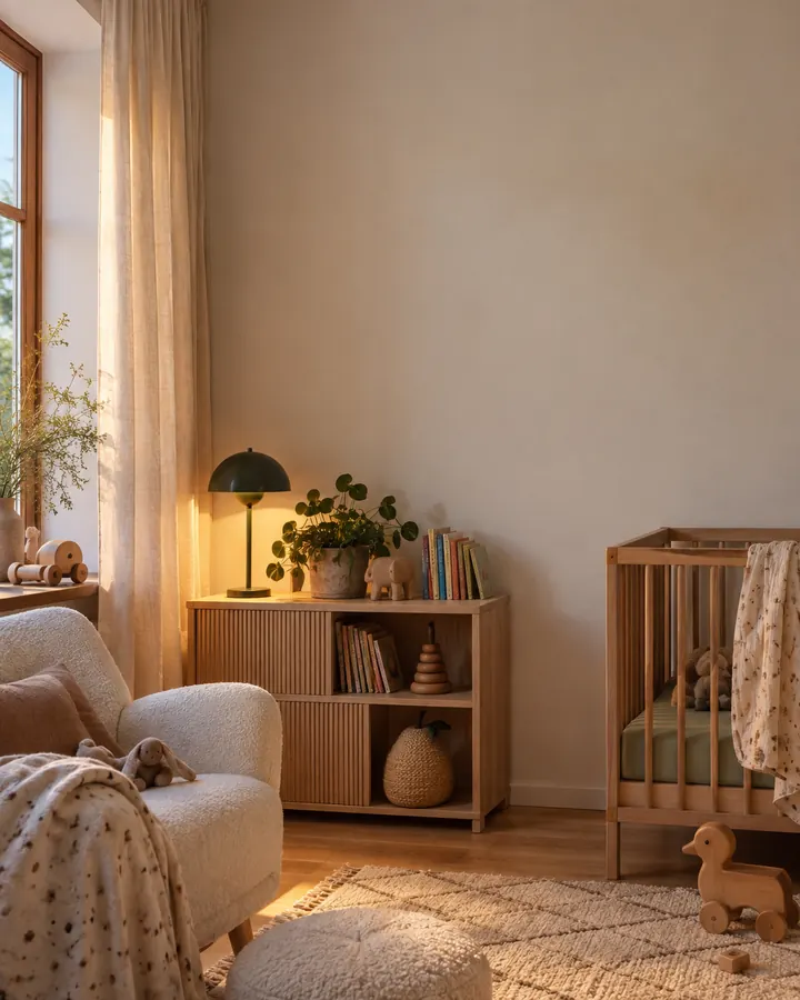 Raumansicht: Geburtsort · Pfirsich · Warmes Herz im Kinderzimmer