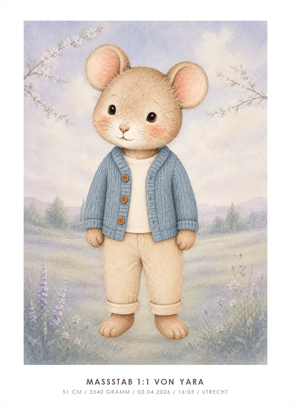 Tierplakate · Maus · Blütenfeld
