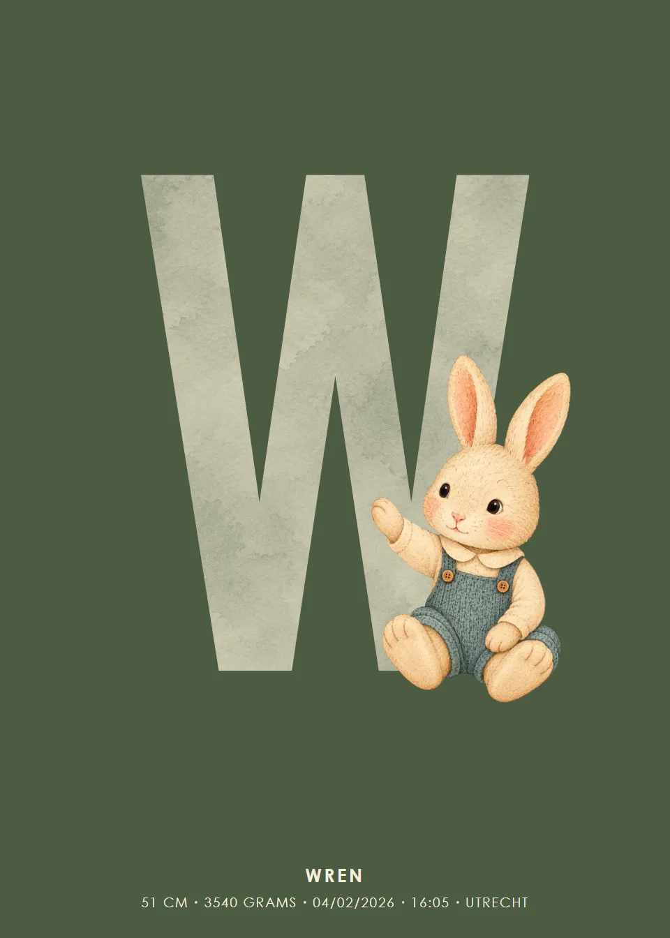 Letter posters · Bunny · Modern letter on olive