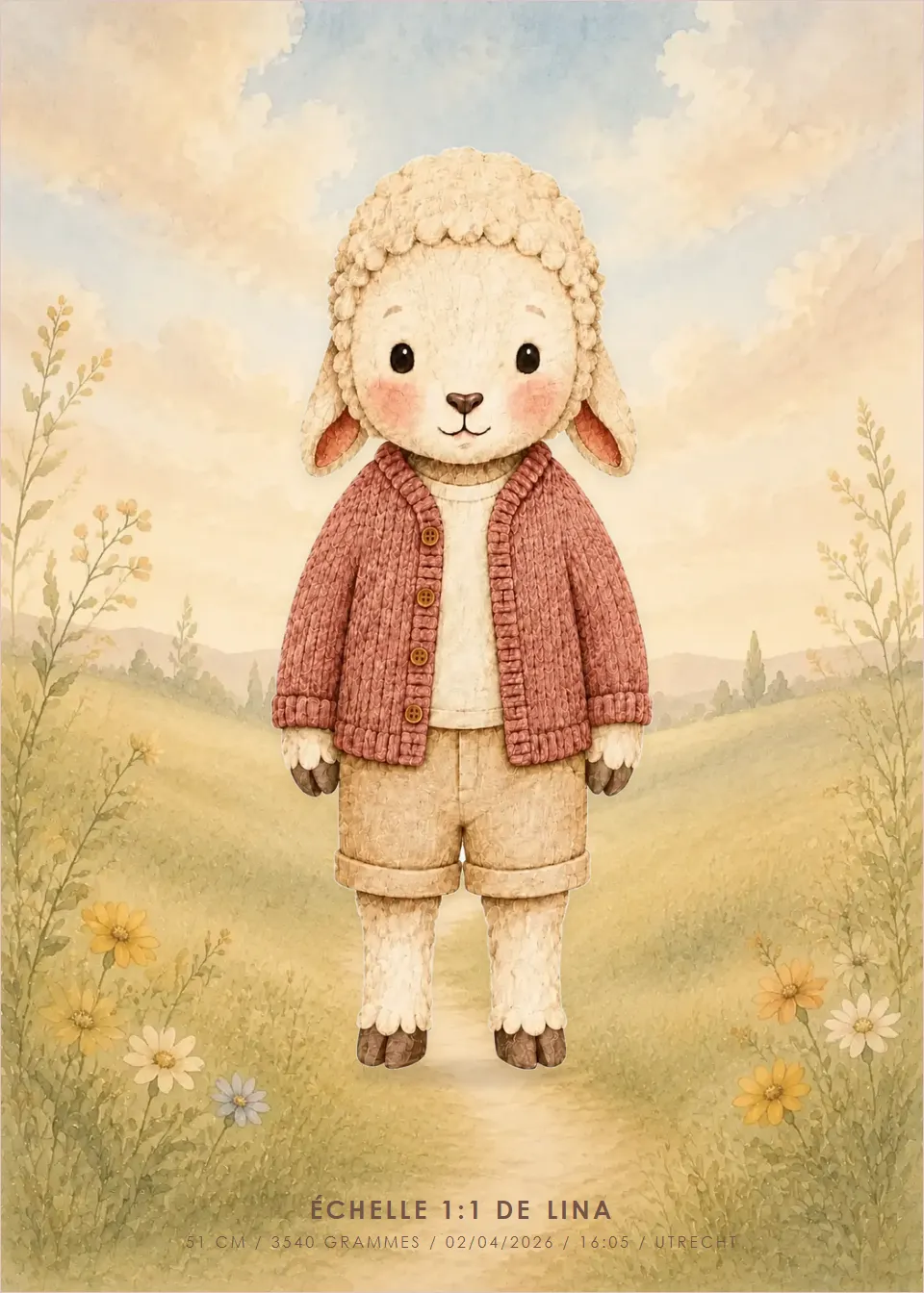Affiches d'animaux · Agneau · Jardin fleuri