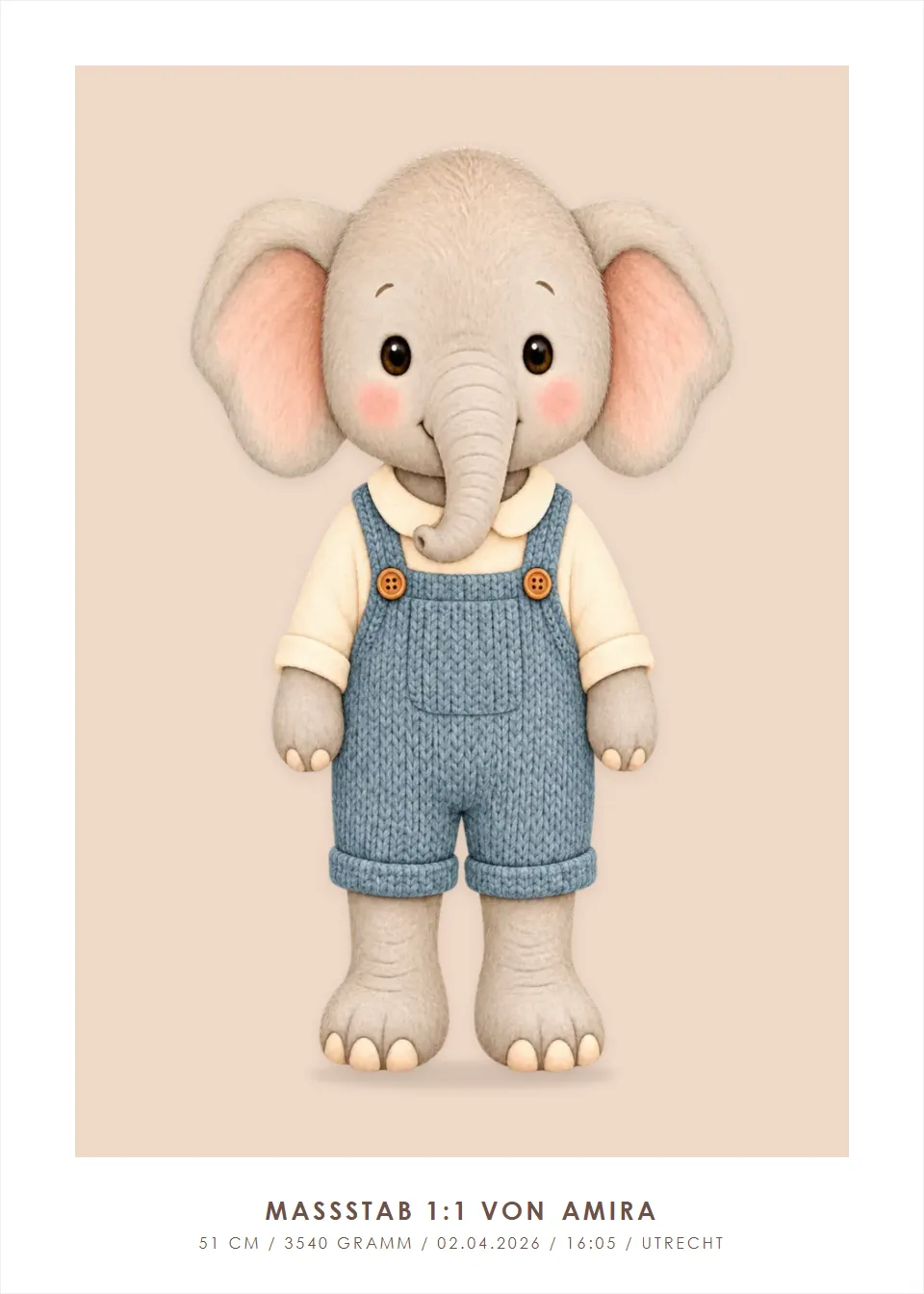 Tierplakate · Elefant · Pfirsich