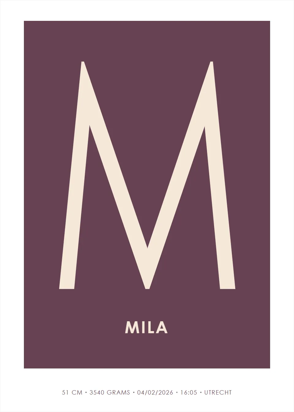 Name posters · Large initial · Mulberry