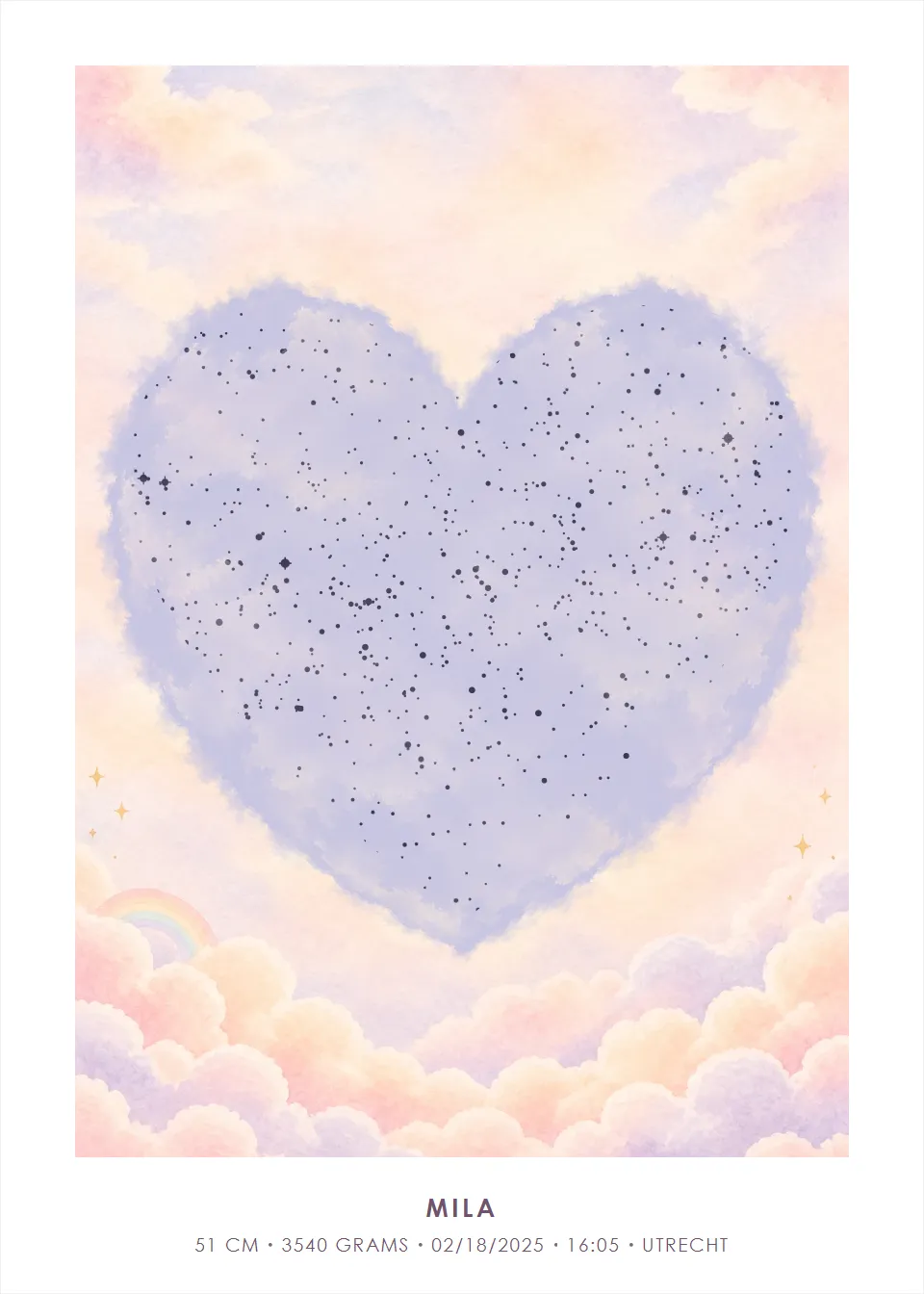 Star map · Dreamland · Watercolour heart