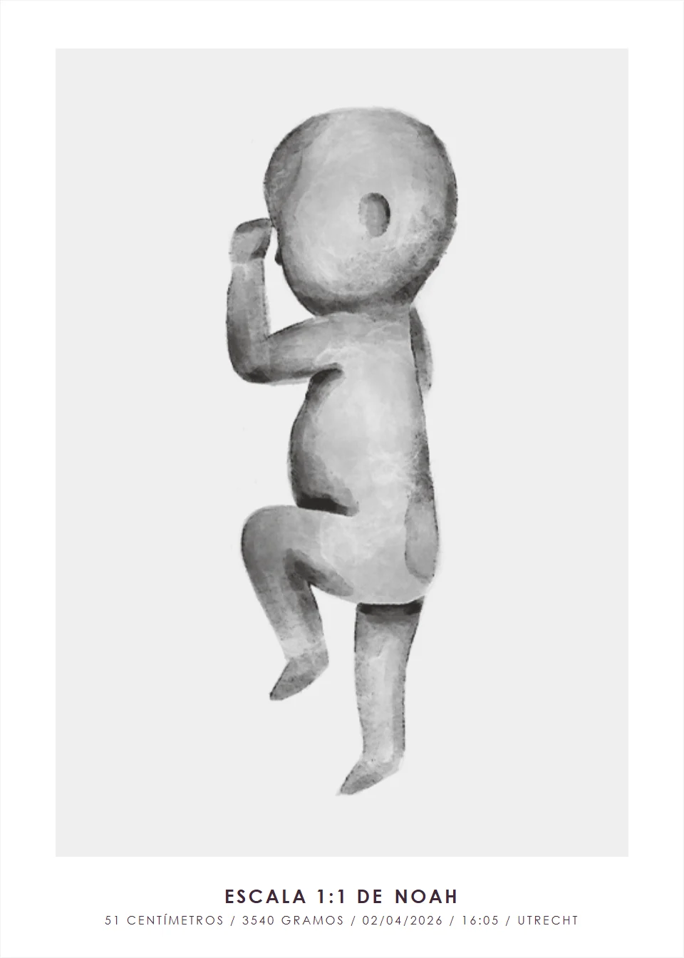 Tamaño real · Acuarela suave · Gris claro