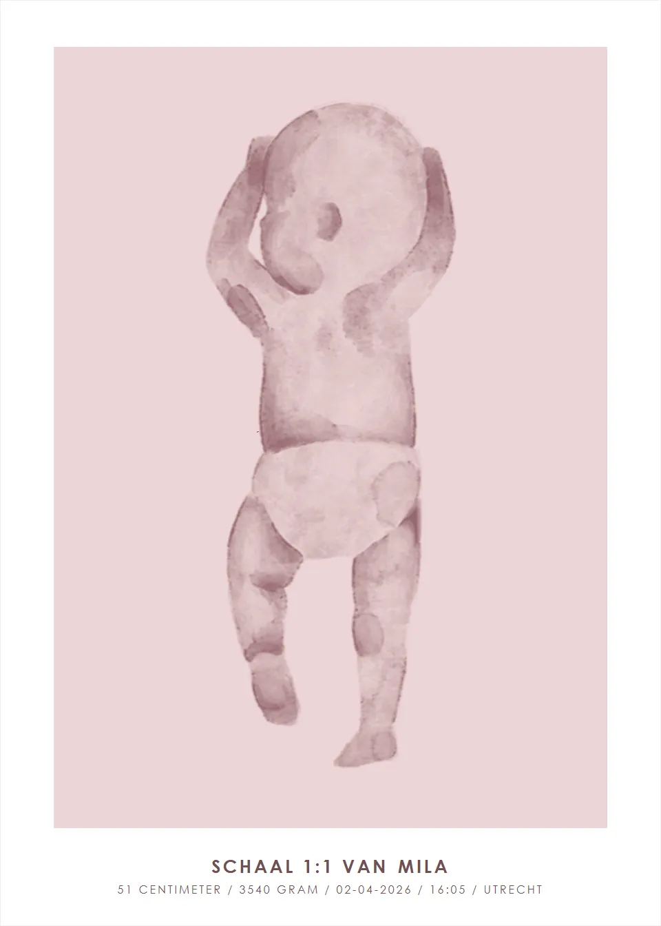 Op ware grootte · Dromende aquarel · Poederroze