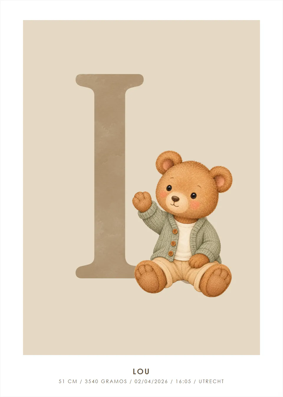 Carteles de letras · oso · Avena elegante