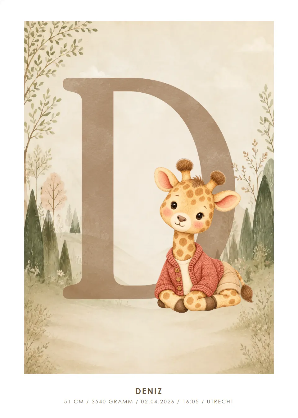 Briefplakate · Giraffe · Brief im Tierwald