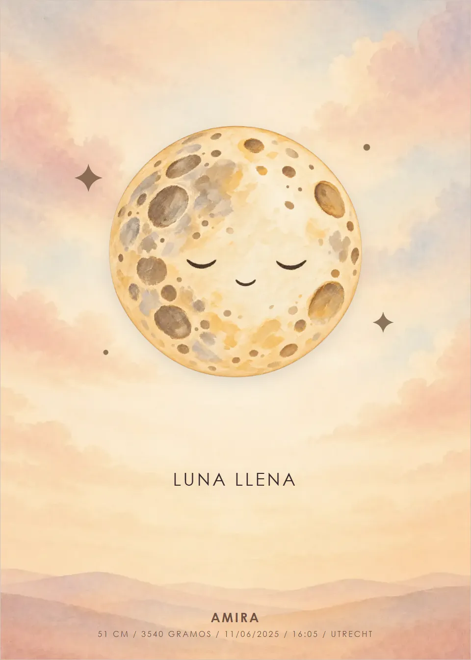 Luna de nacimiento · Luna de ensueño · Resplandor de la tarde