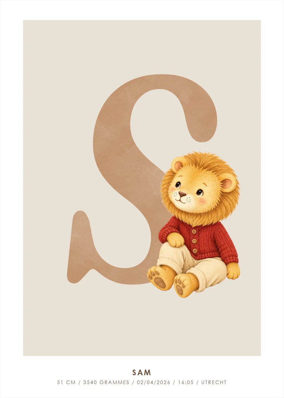 Affiches de lettres · Lion · Lettre ludique sur lin