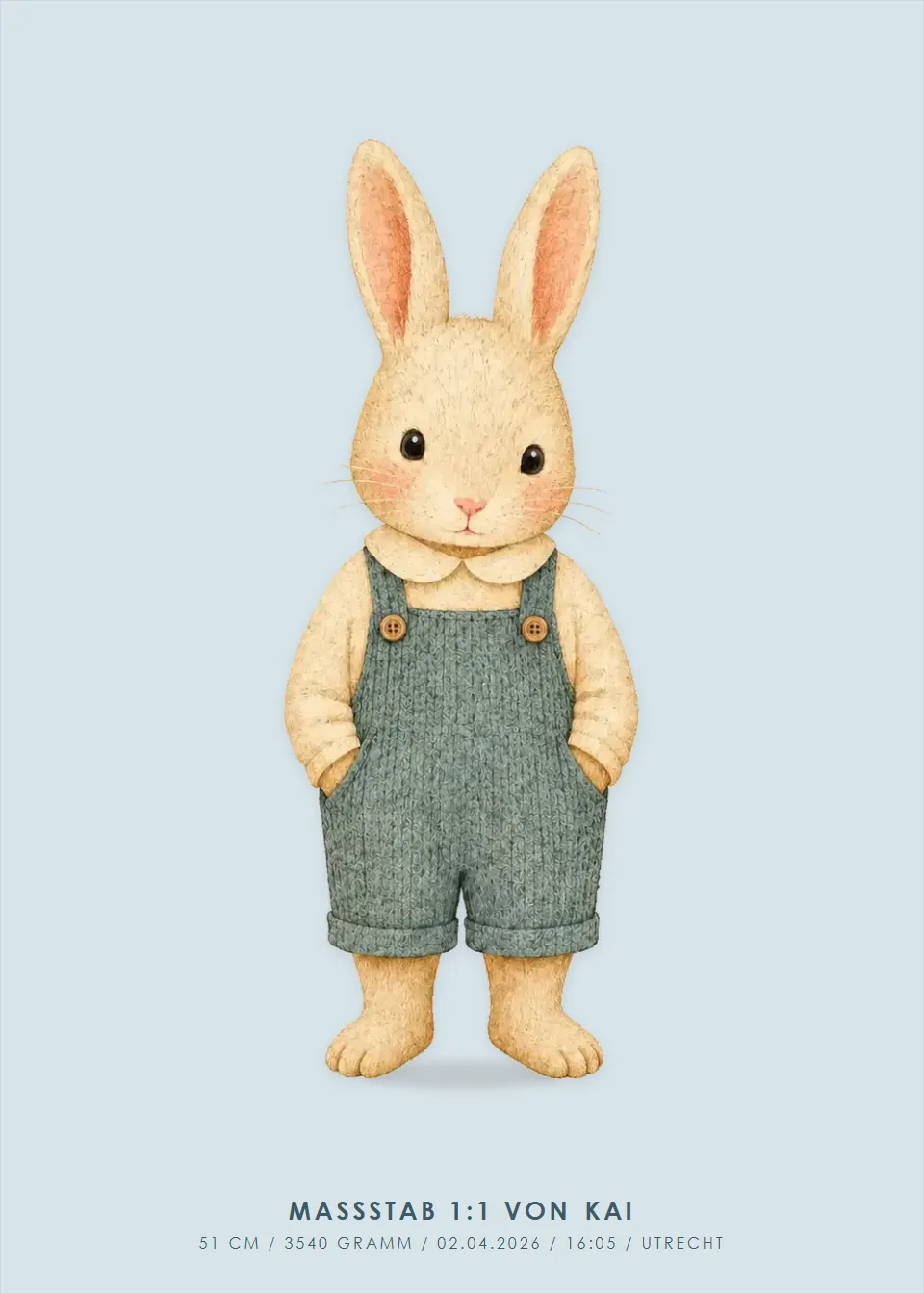 Tierplakate · Hase · Nebelblau