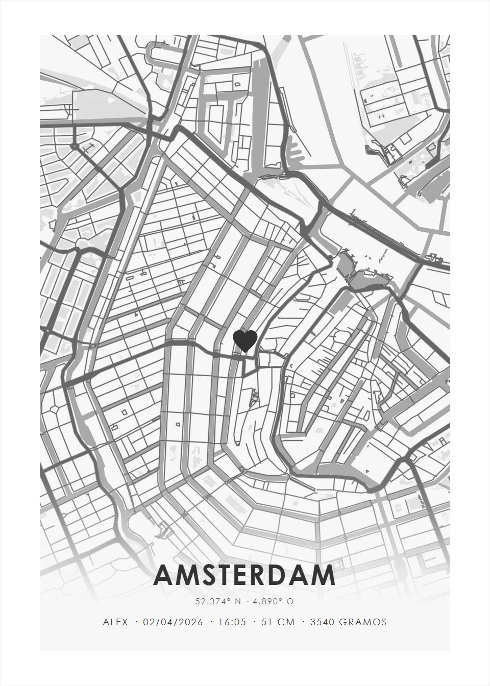 Lugar de nacimiento · Mapa de la ciudad · blanco y negro
