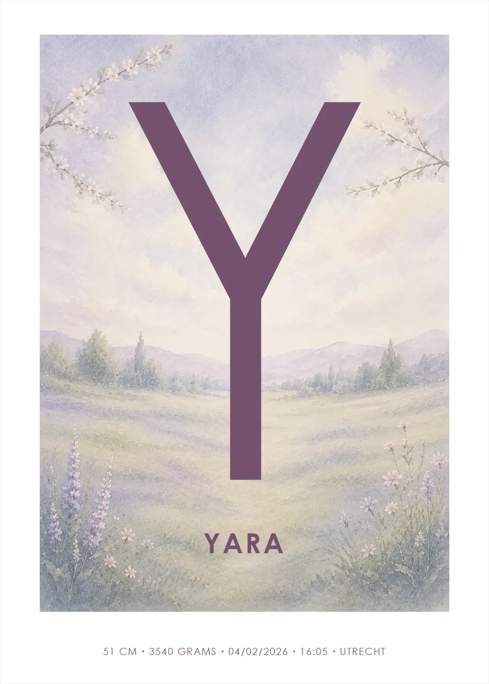 Name posters · Large initial · Blossom field