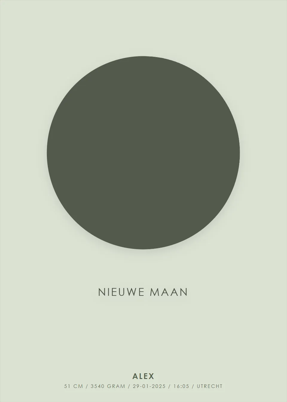 Geboortemaan · Minimalistische maan · Salie