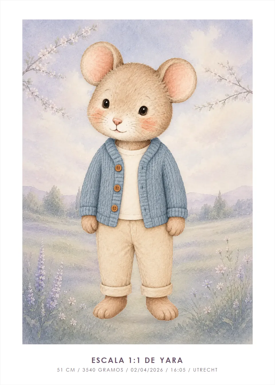 Pósters de animales · ratón · campo de flores
