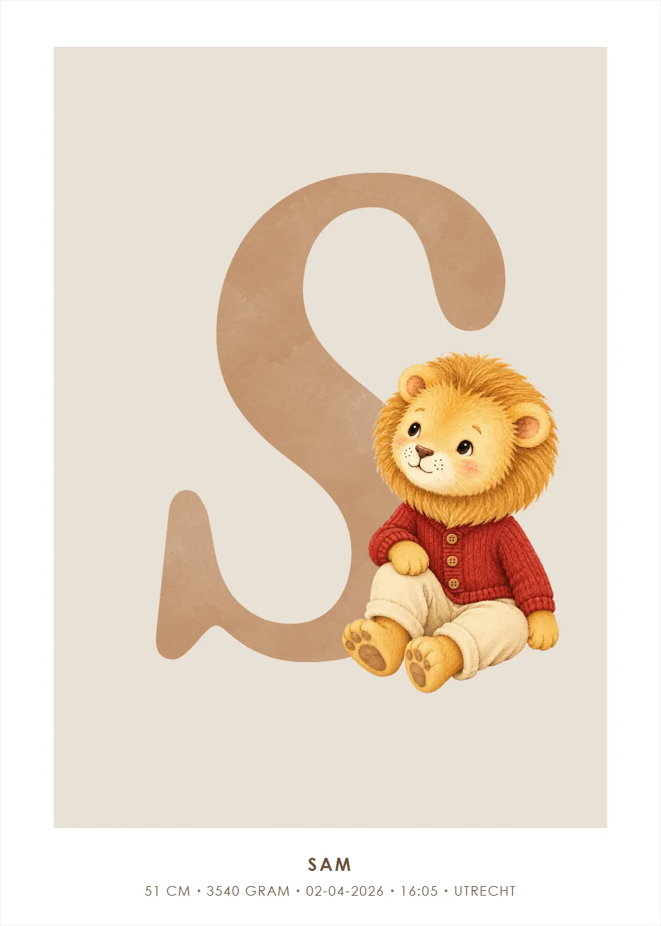 Letterposters · Leeuwtje · Speelse letter op linnen