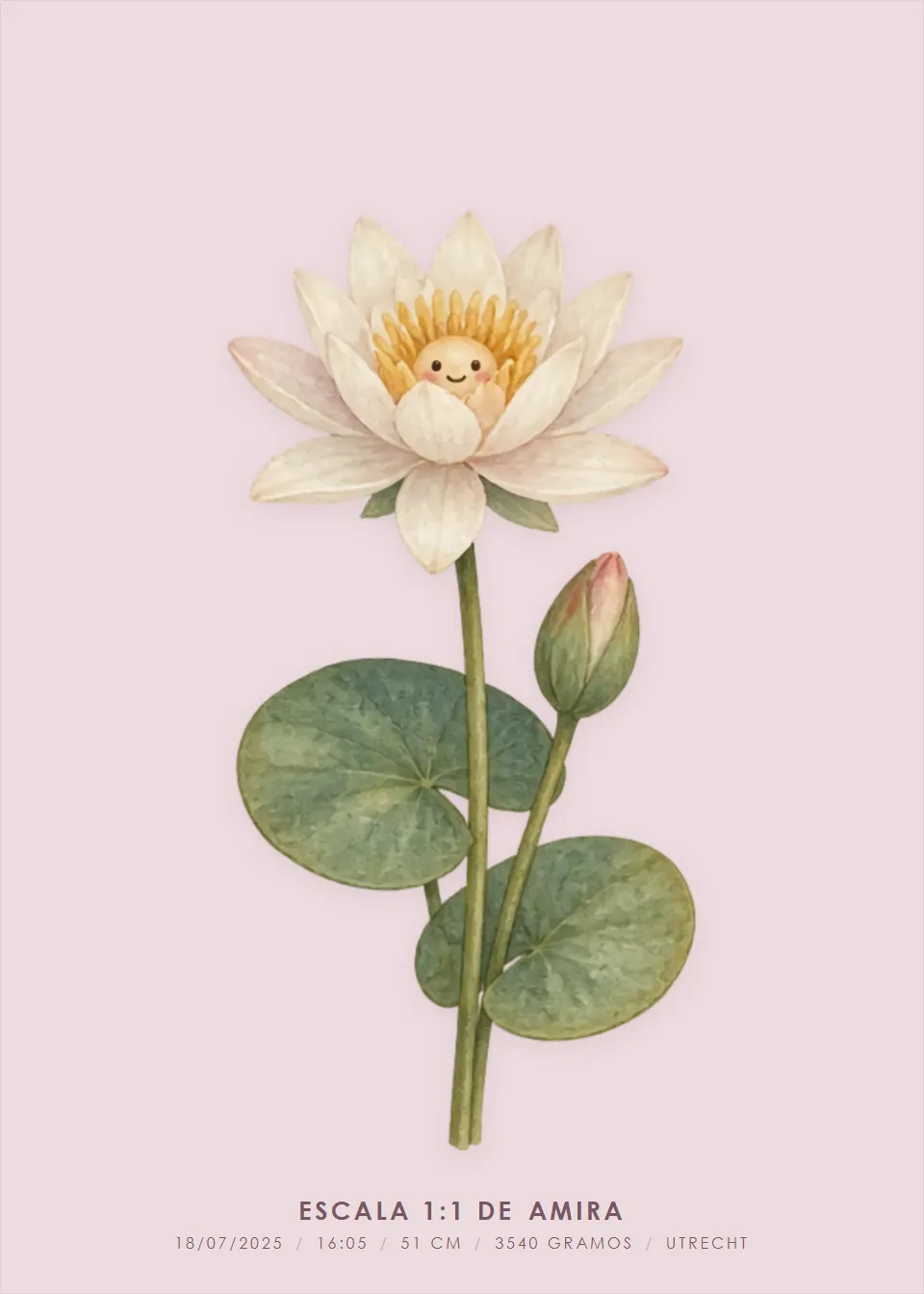Flor de nacimiento · Amiguito floral · Rosa empolvado