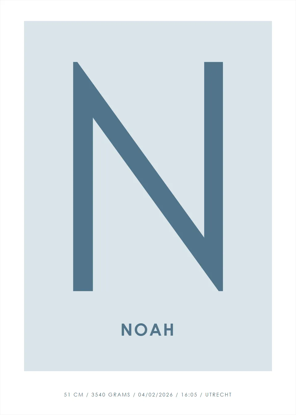 Name posters · Large initial · Mist blue