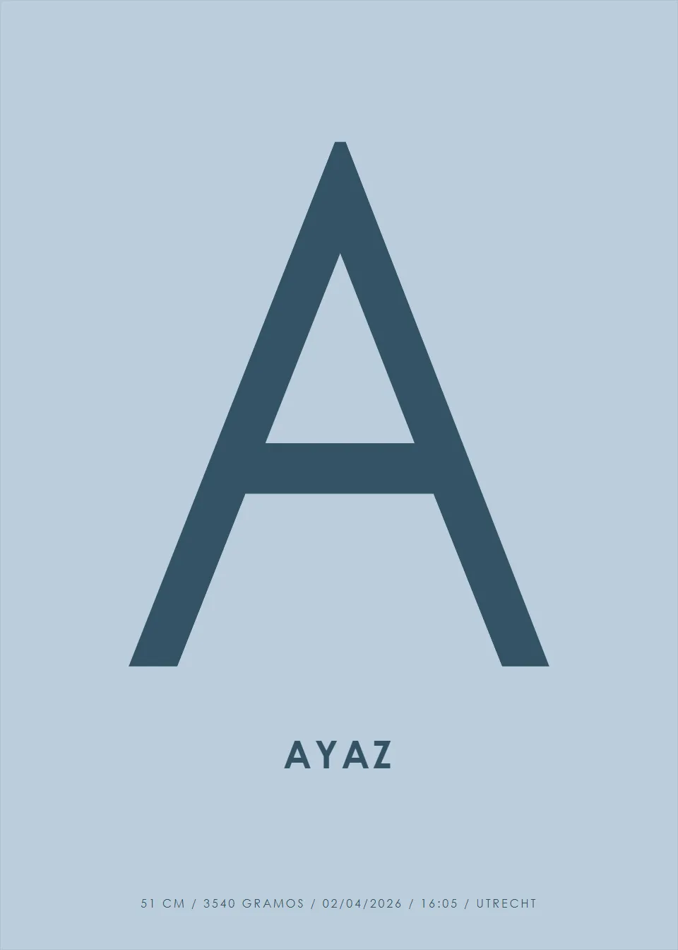 Pósteres con nombre · inicial grande · Azul acero