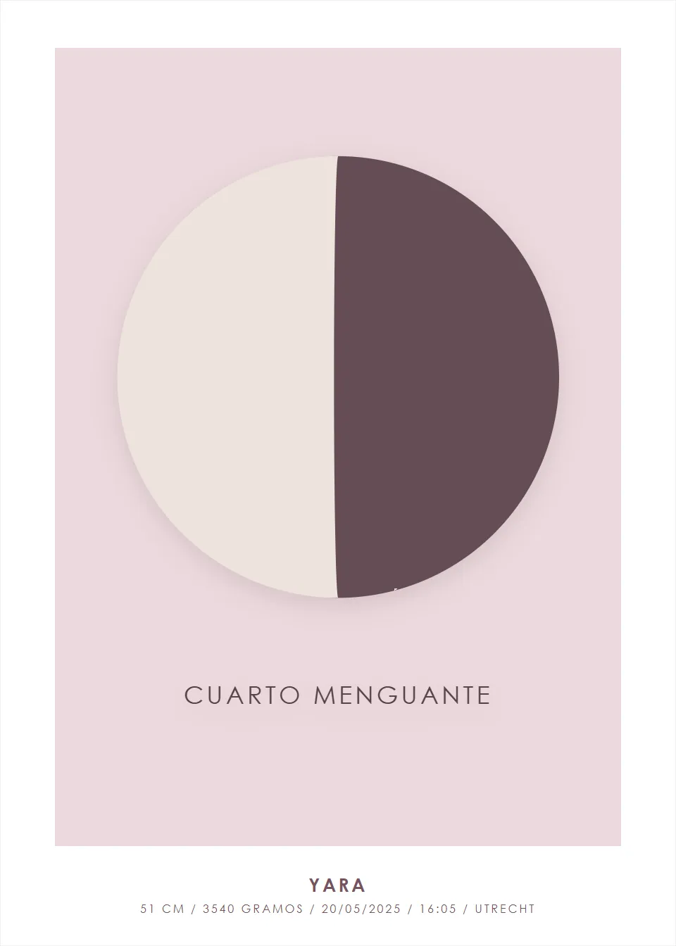 Luna de nacimiento · Luna Minimalista · Rosa empolvado