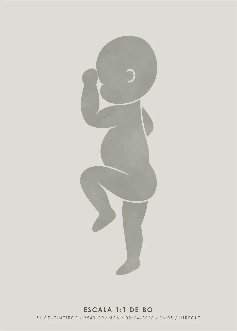 Tamaño real · Silueta de acuarela · Gris piedra