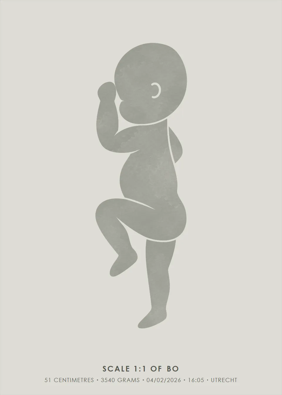 Life size · Watercolour silhouette · Stone grey