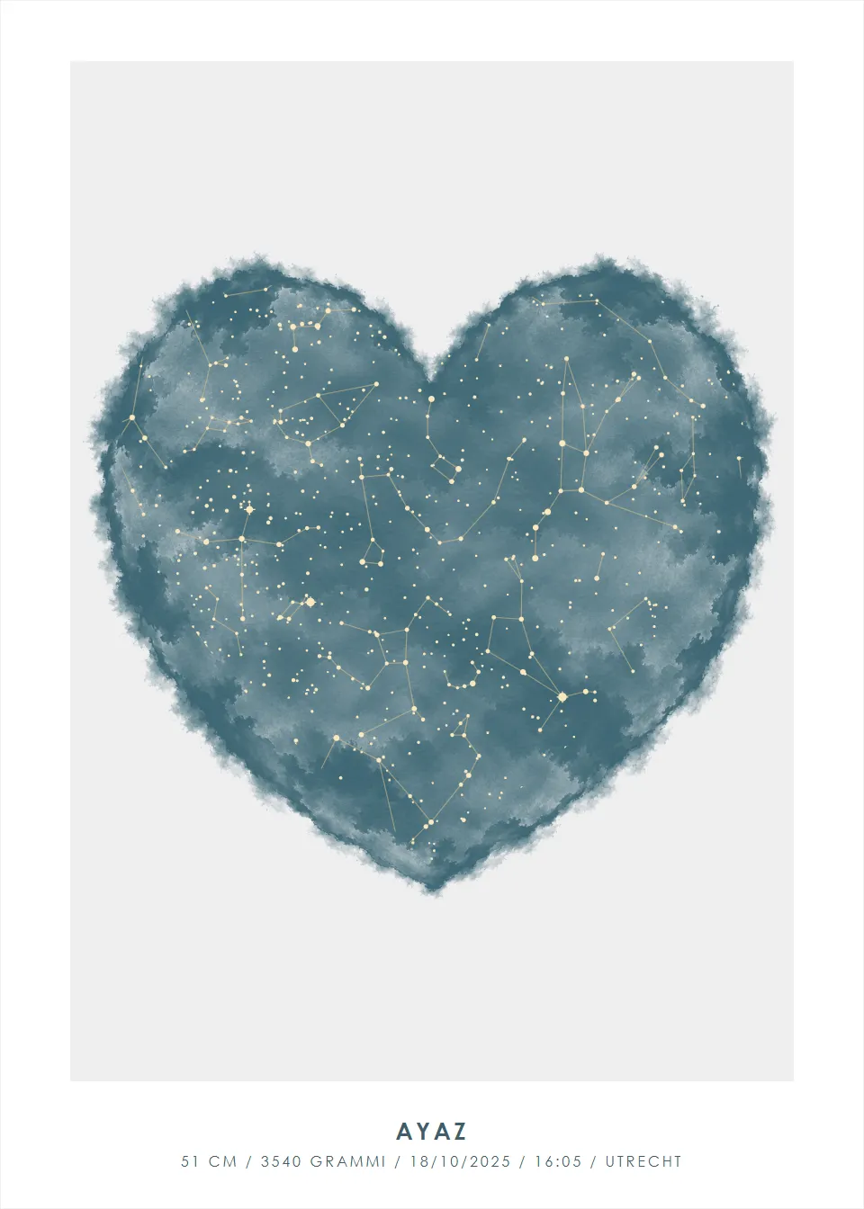 Mappa stellare · Cuore dell'acquerello · Blu acquerello