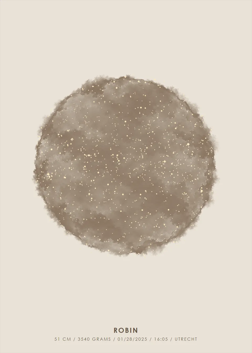 Star map · Watercolor circle · Linen