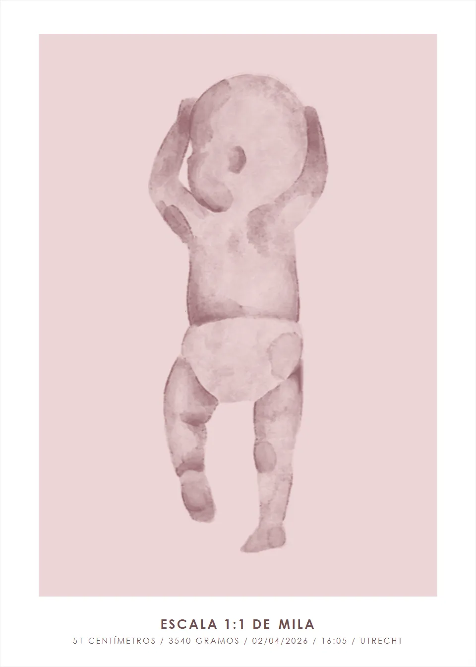 Tamaño real · Acuarela Dreaming · Rosa empolvado