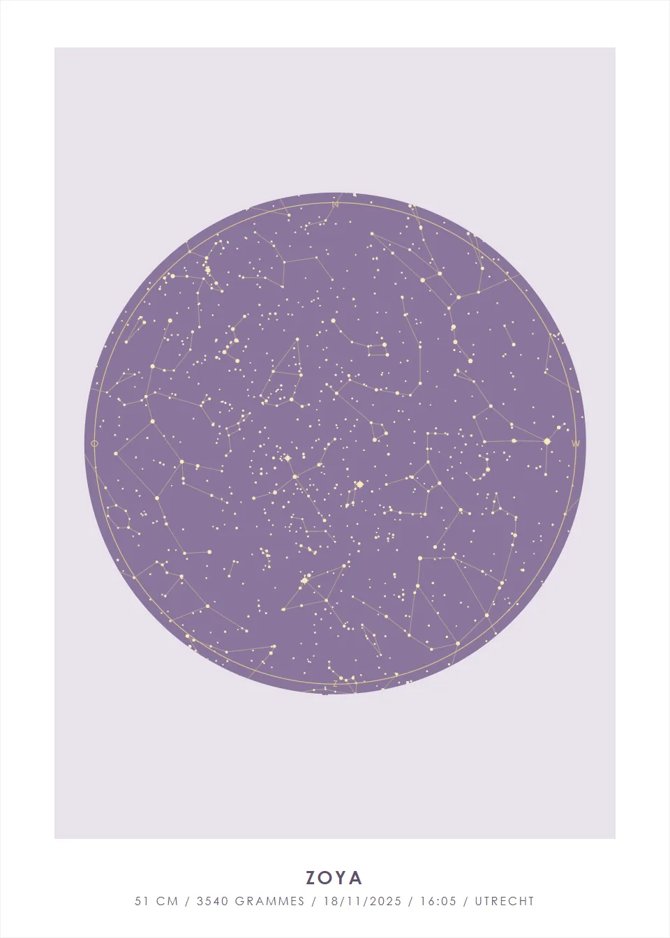 Carte du ciel · Cercle d'étoiles · Lavande