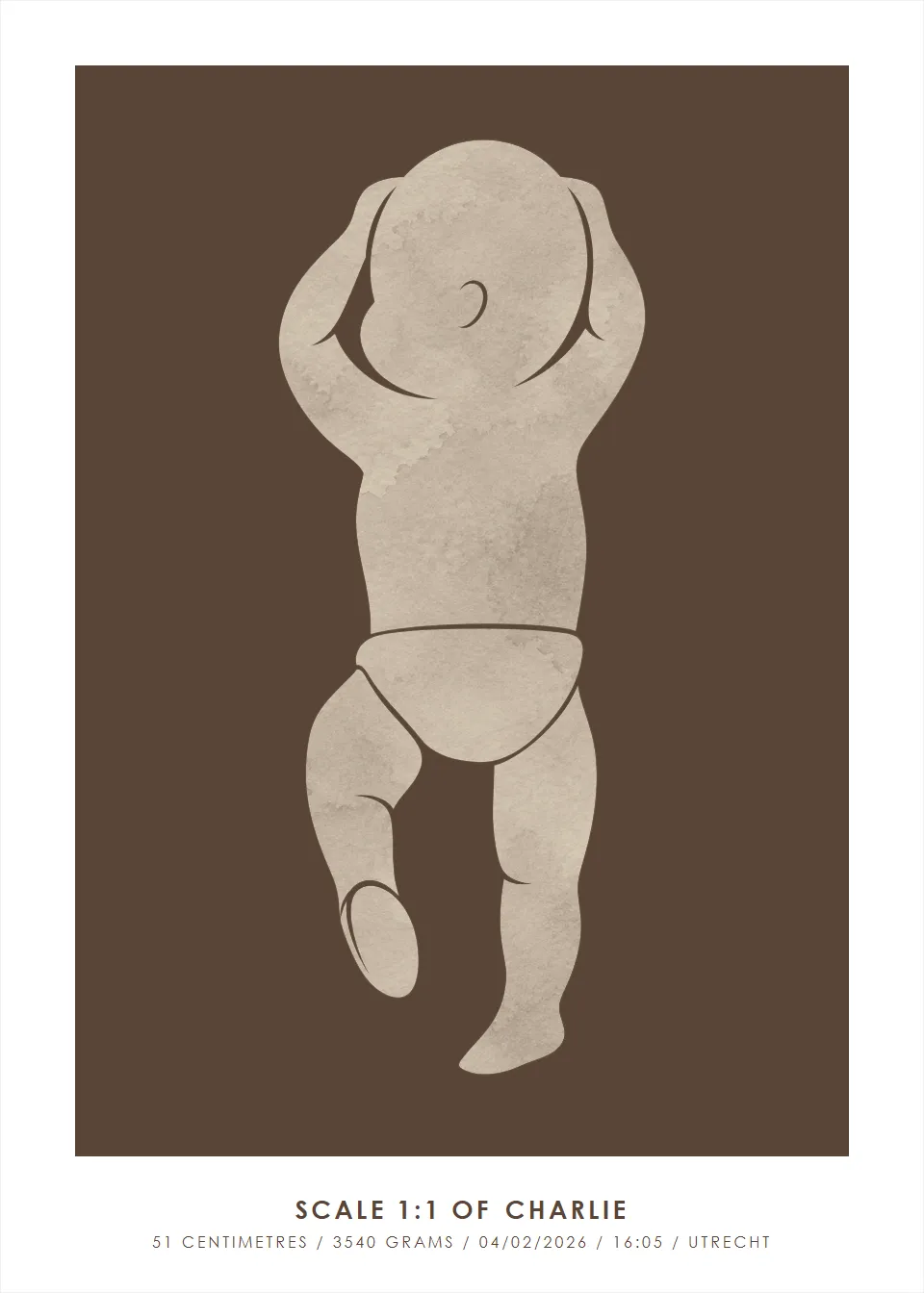Life size · Light silhouette · Deep walnut