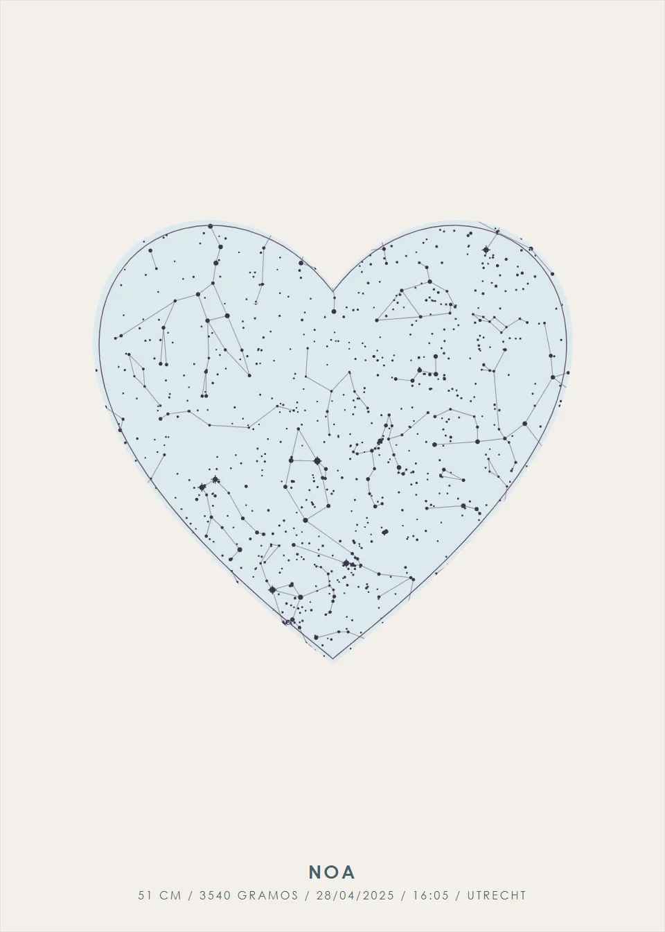 Mapa estelar · Corazón estrellado · Azul niebla
