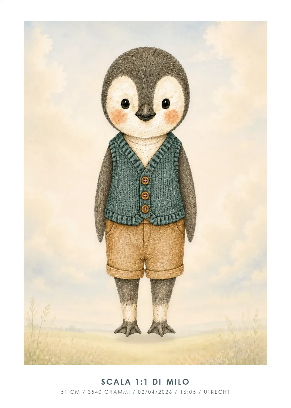 Poster di animali · Pinguino · Prato di nuvole
