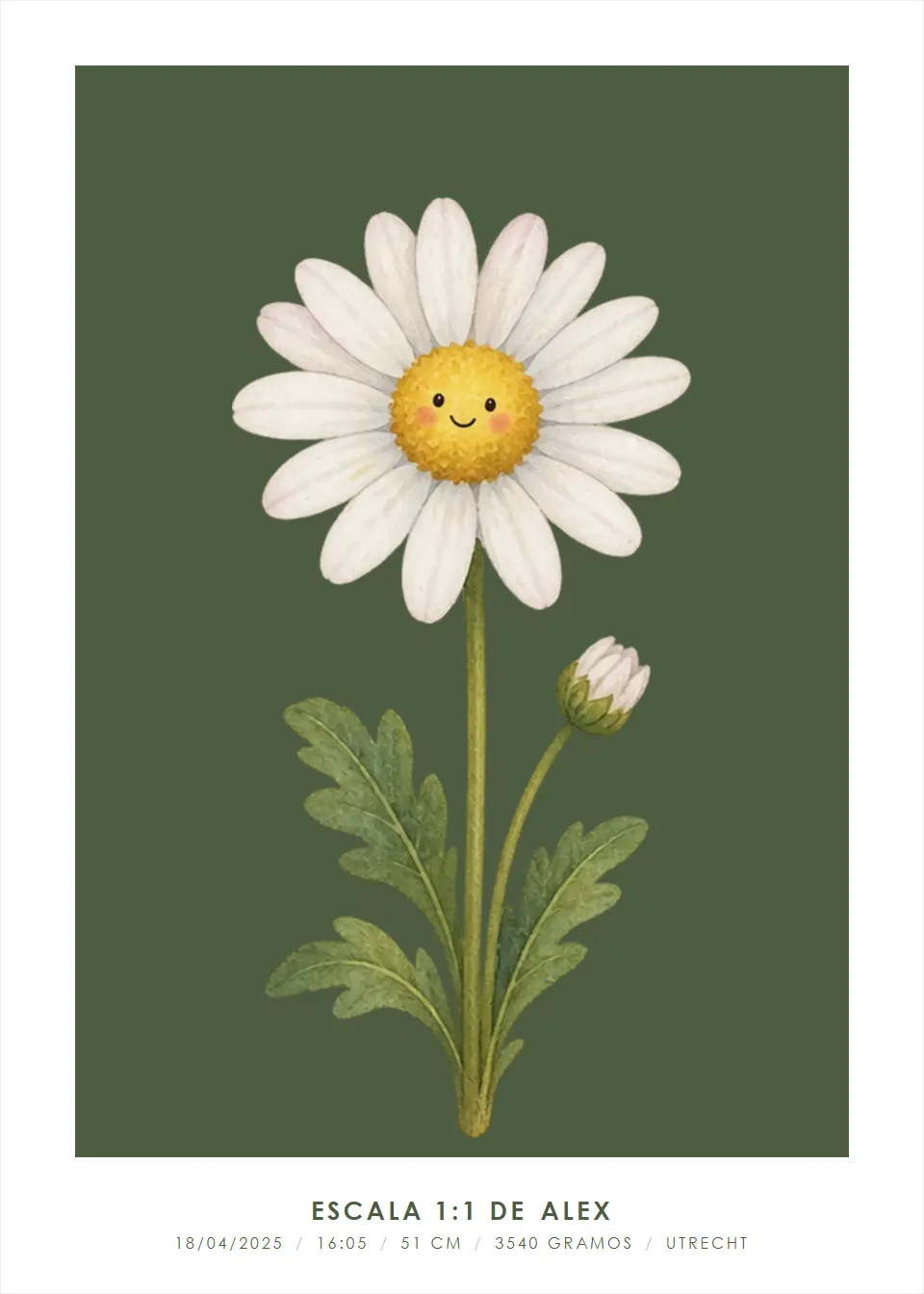 Flor de nacimiento · Amiguito floral · oliva profundo