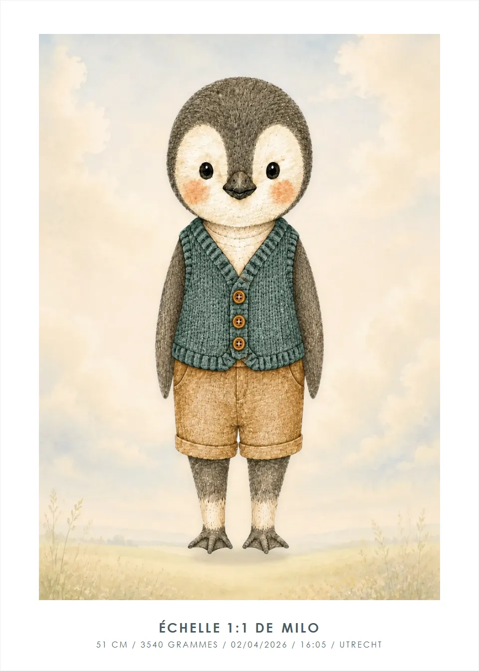 Affiches d'animaux · Pingouin · Prairie de nuages