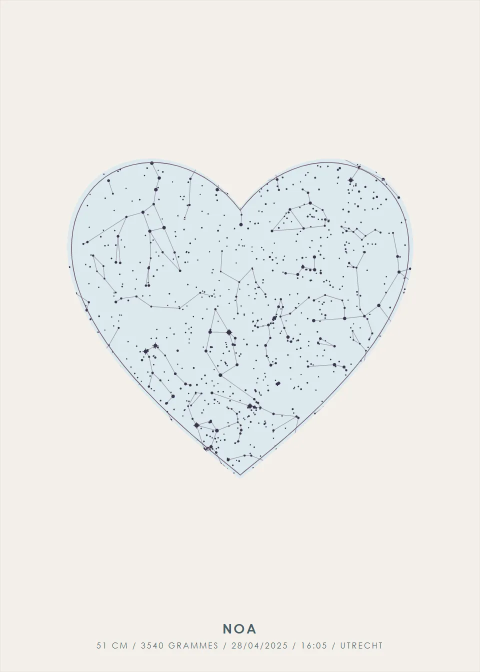 Carte du ciel · Coeur étoilé · Bleu brume