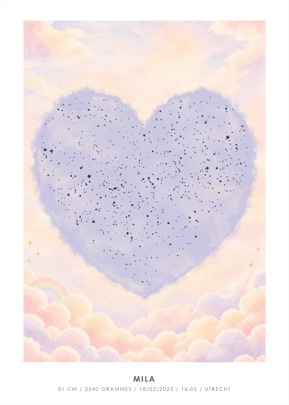 Carte du ciel · Pays des rêves · Coeur aquarelle