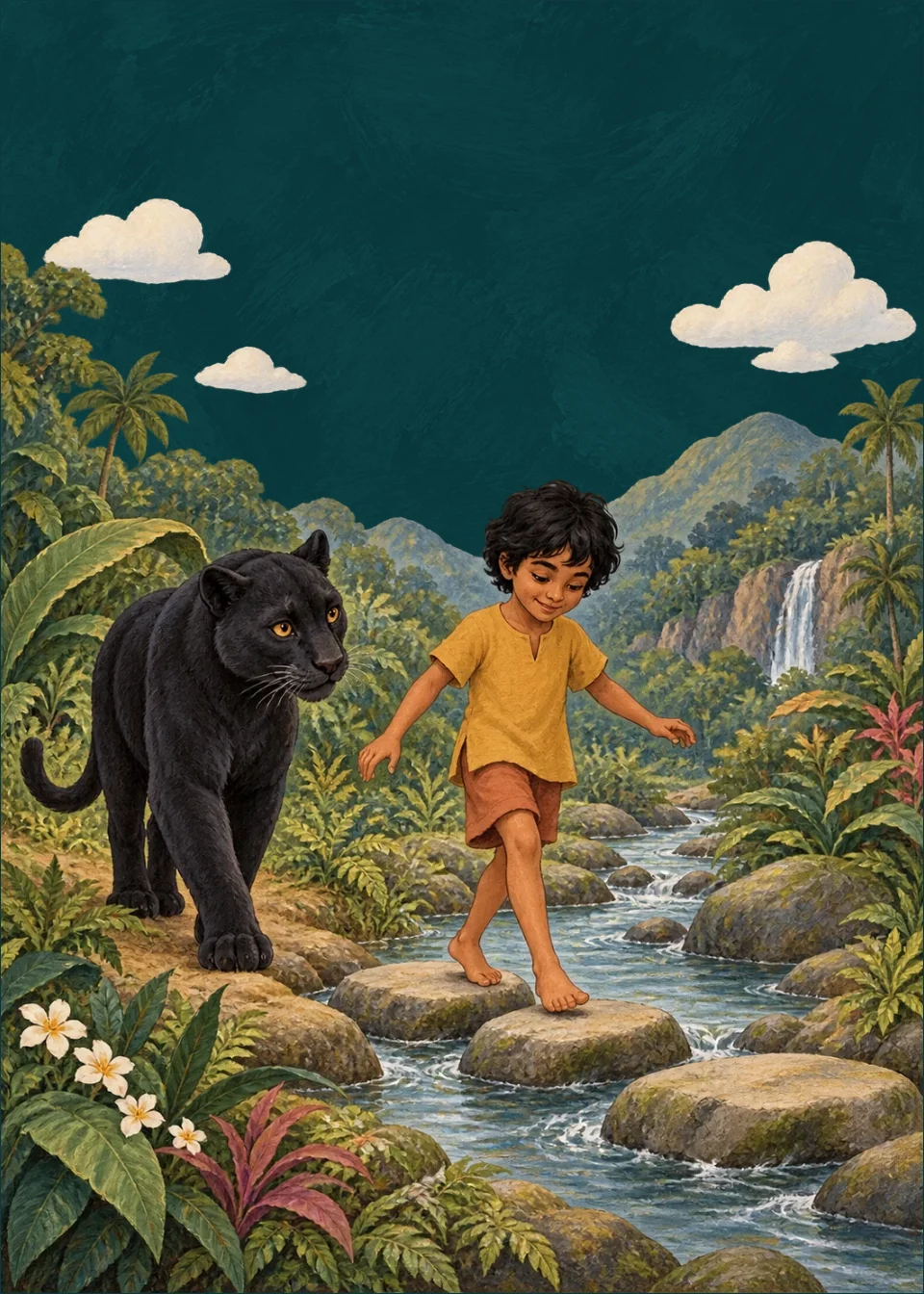 Il libro della giungla · Con Bagheera vicino al ruscello
