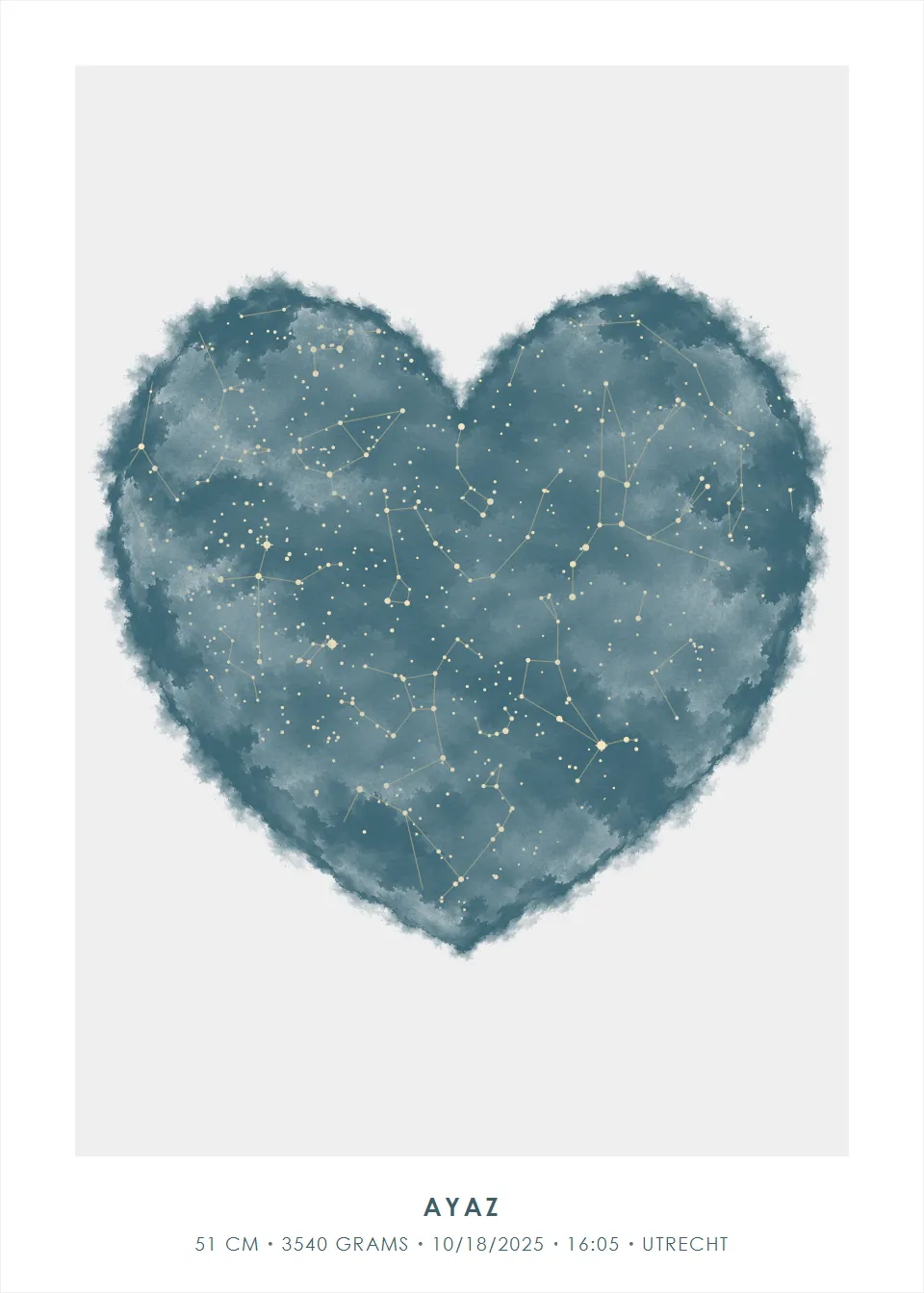 Star map · Watercolour heart · Watercolour blue