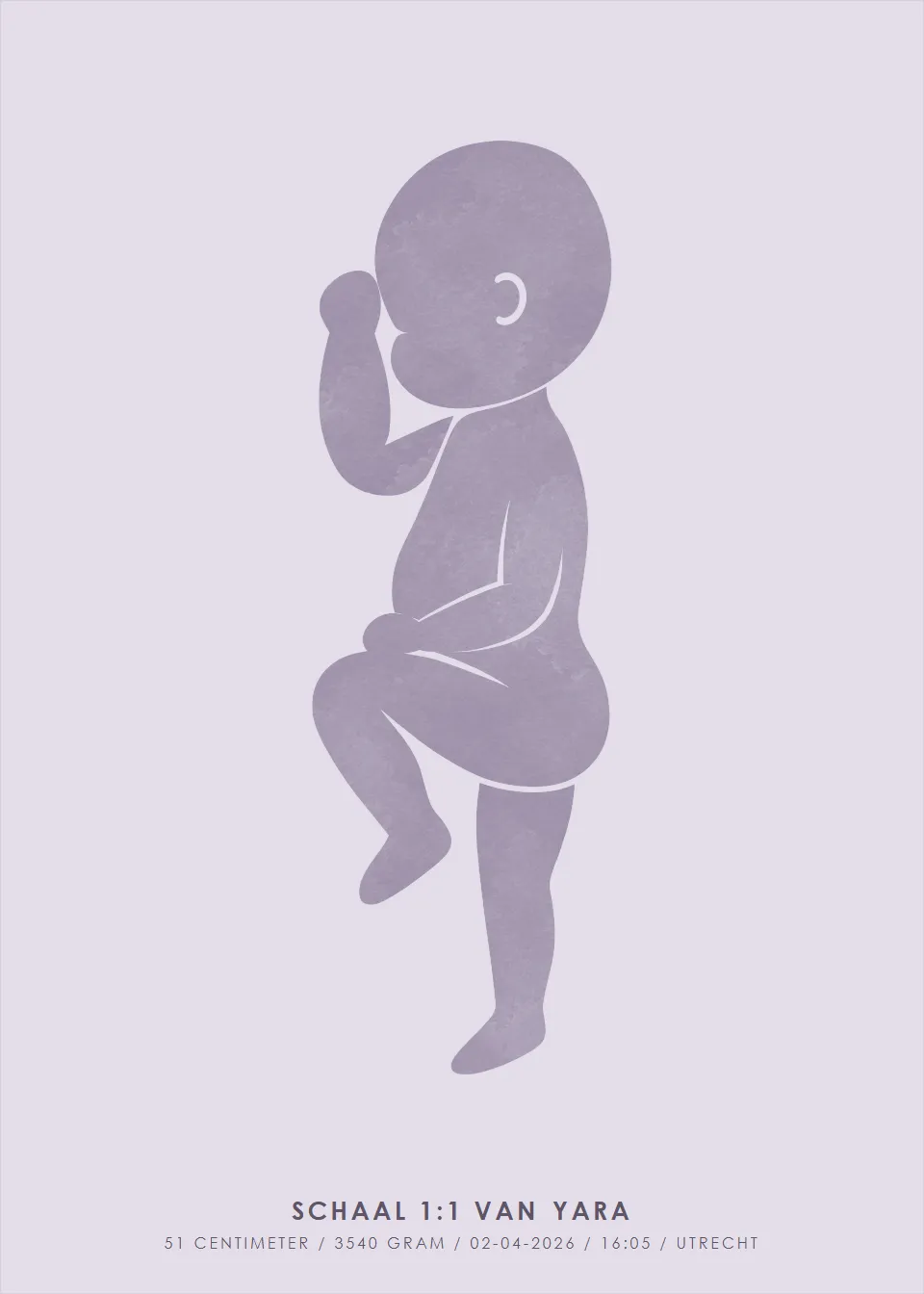 Op ware grootte · Aquarelsilhouet · Lavendel