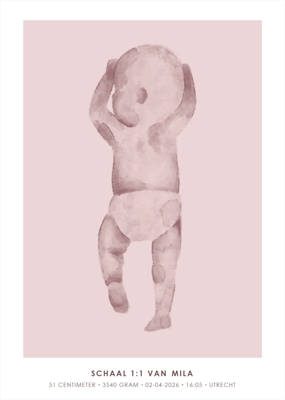 Op ware grootte · Dromende aquarel · Poederroze