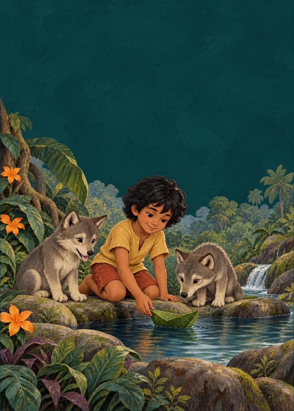 Le livre de la jungle · Un bateau à feuilles sur l'eau