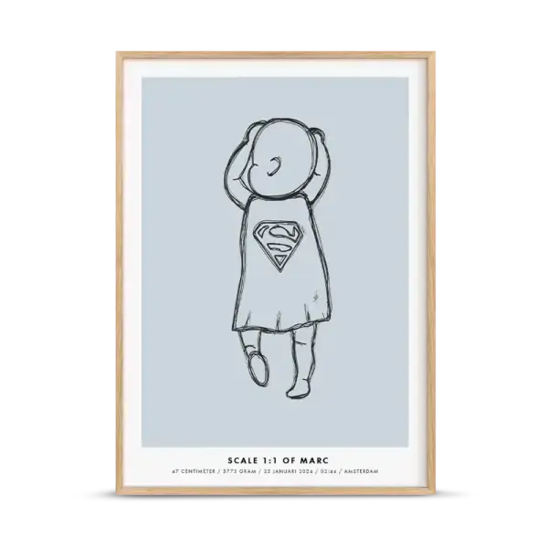 Birth poster superhero blue