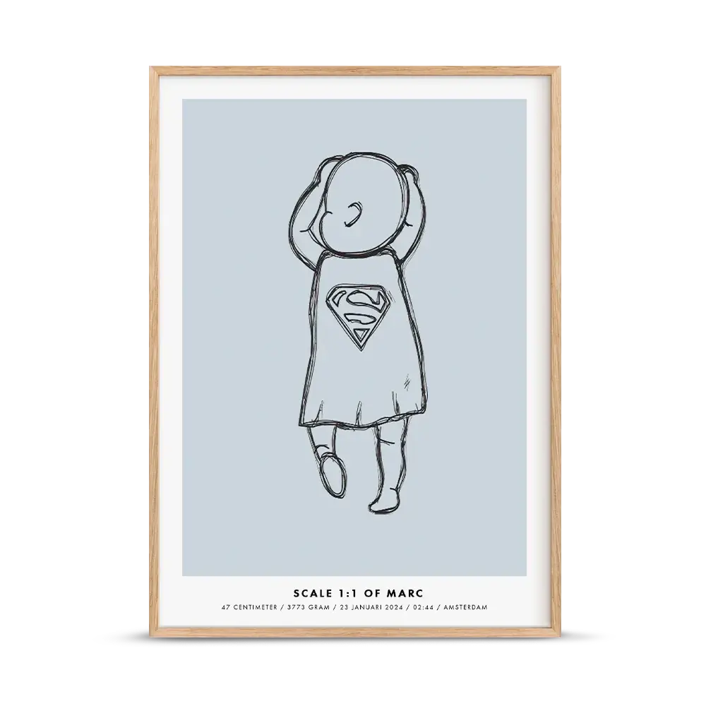 Birth poster superhero blue